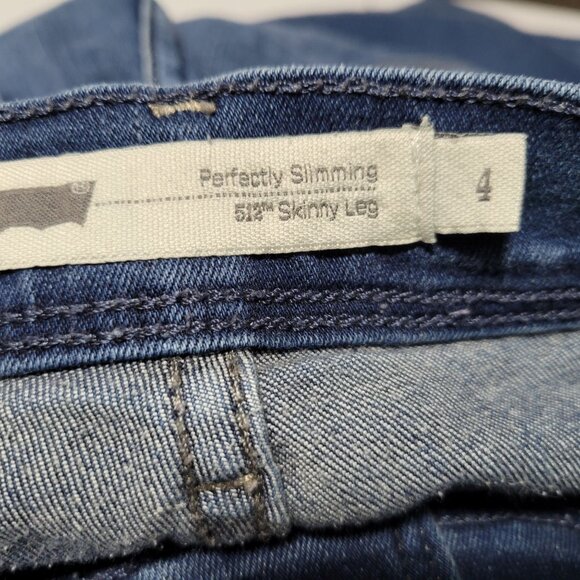 Levis 512 Perfectly Slimming Skinny Leg Jeans Womens Size 4 Mid Rise Denim Pants - Picture 4 of 6